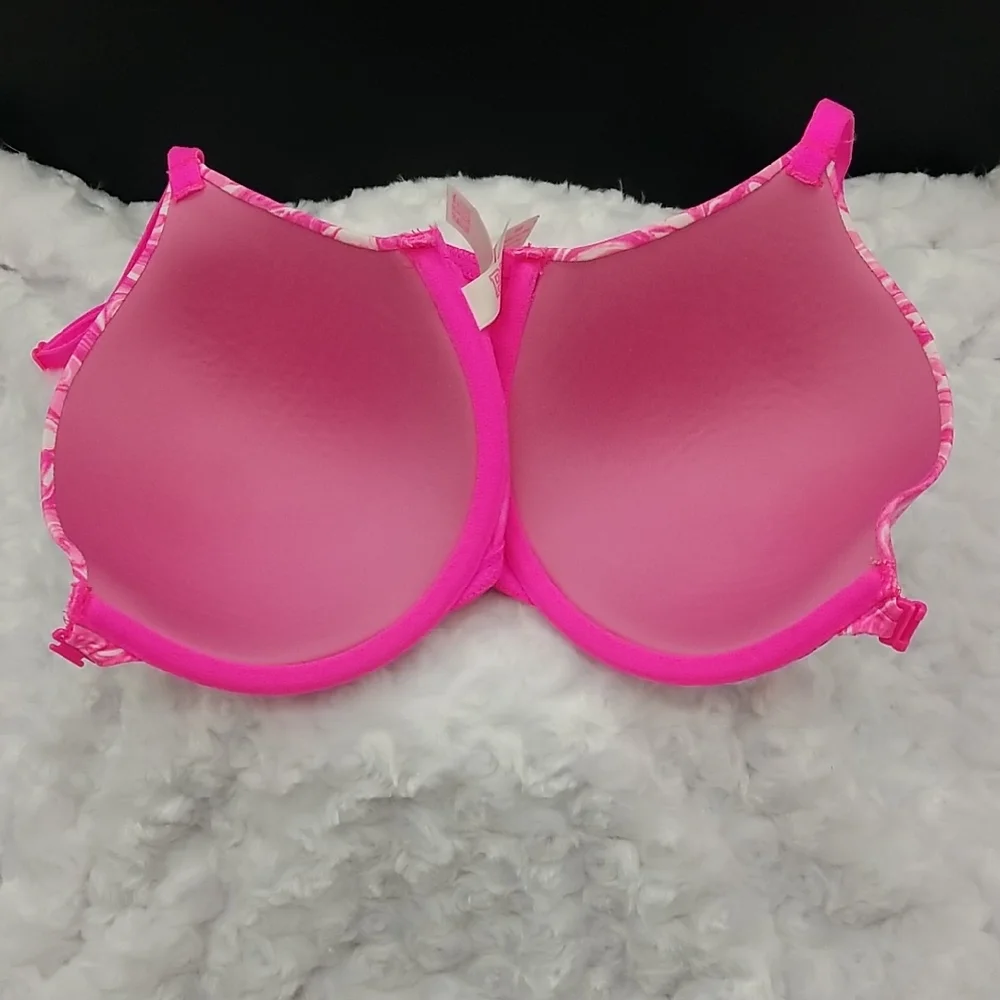PINK Victoria's Secret 36D Pink and White Marble Swirl T-shirt Lightly Lined Bra - Picture 7 of 7